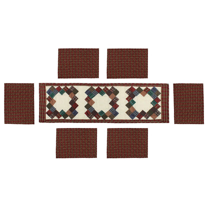 Quilted Table Runner & Toppers patchwork Boston common country fashion mix plaid and off white by HOME HEART Brands(Made in India)