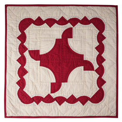 Hand made Hand quilted Throw Quilt, Table Topper 20"x20" Red diamond quilt by Home Heart brands (Made in India)