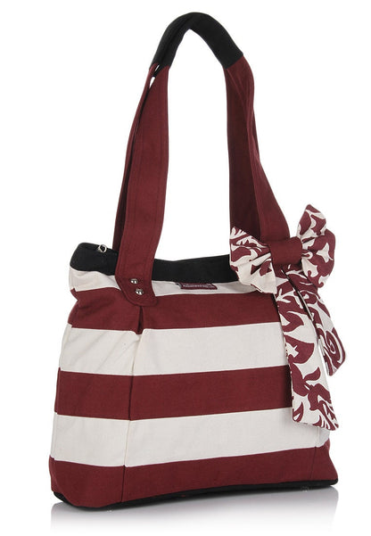 Hand bag duck cotton canvas bag hand crafted bow FRANCES bag by HOME HEART Brands(Made in India)