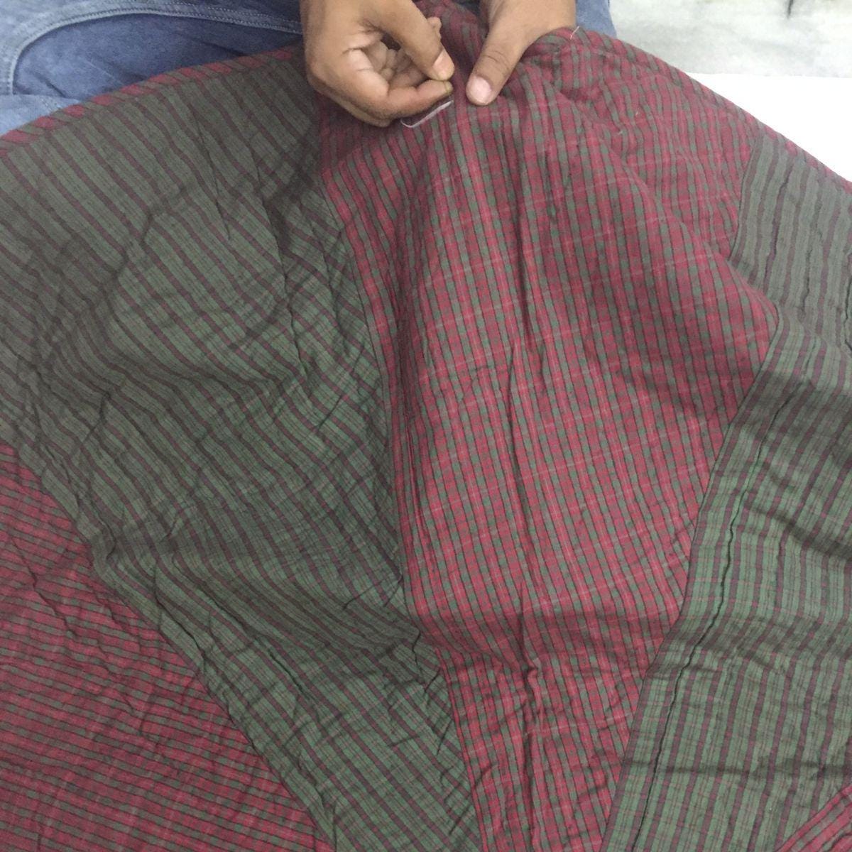 Christmas tree skirt hand made hand quilted patchwork Country red green plaid Thick Double Layer by HOME HEART Brands
