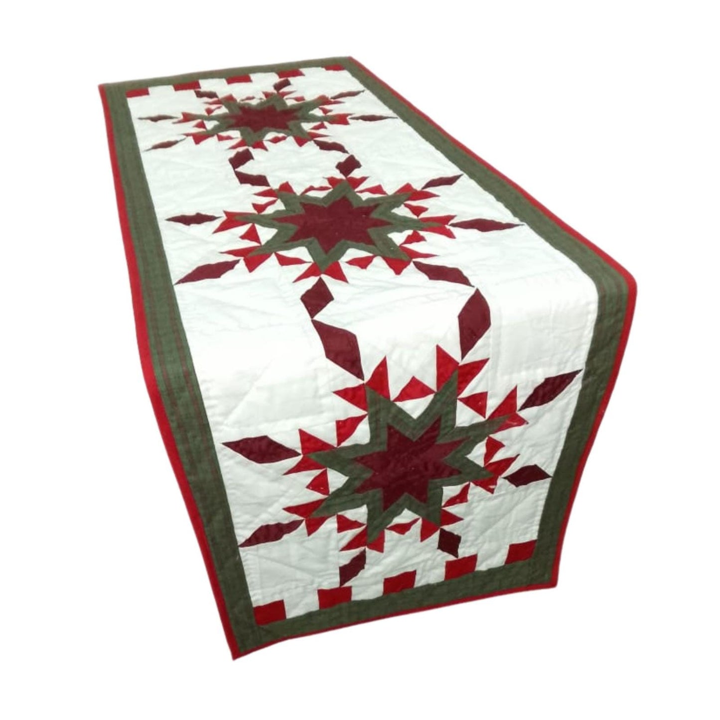 Table runner hand quilted, patchwork, Table Toppers Calico Country Feathered star Patchwork Table runner by HOME HEART Brands(made in INDIA)