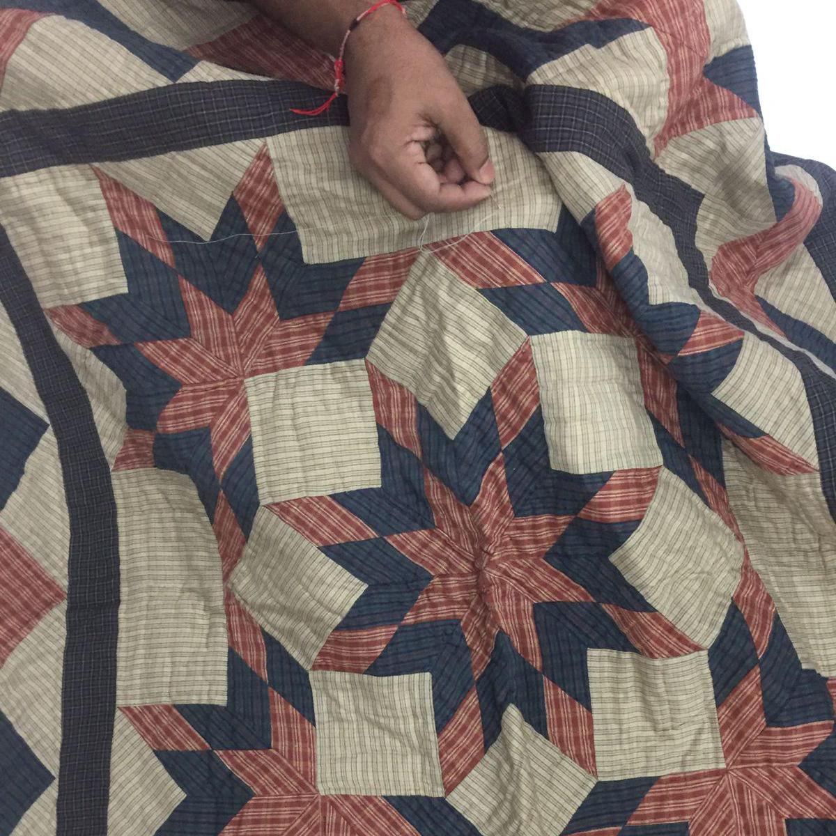 Hand made Hand quilted Throw Quilt, Table Toppers 44"x44"  Christmas star galore patchwork Cotton quilt by Home Heart brands (Made in India)