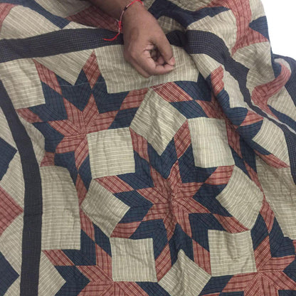 Hand made Hand quilted Throw Quilt, Table Toppers 44"x44"  Christmas star galore patchwork Cotton quilt by Home Heart brands (Made in India)