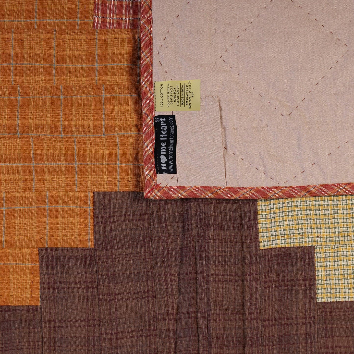 Hand Quilted Throw quilt, wall hanging ,Table Topper 45"x45" patchwork country Autumn Rocky mountain by Home Heart brands (Made in India)