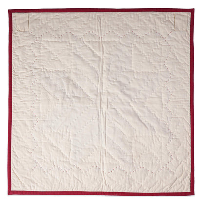 Hand made Hand quilted Throw Quilt, Table Topper 20"x20" Lone Star red green plaid calico quilt by Home Heart brands (Made in India)