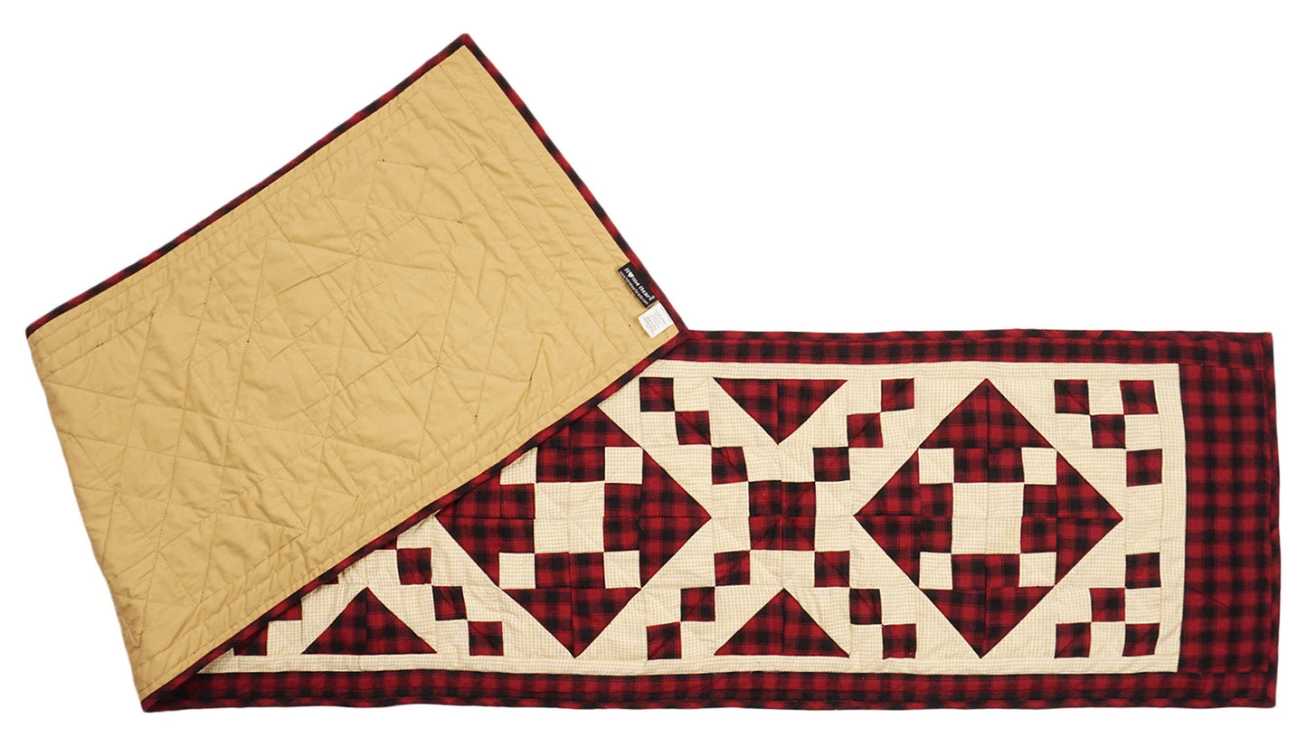 Quilted Table Runner & Toppers patchwork red diamond square cotton plaid fabric heirloom quality by HOME HEART Brands(Made in India)