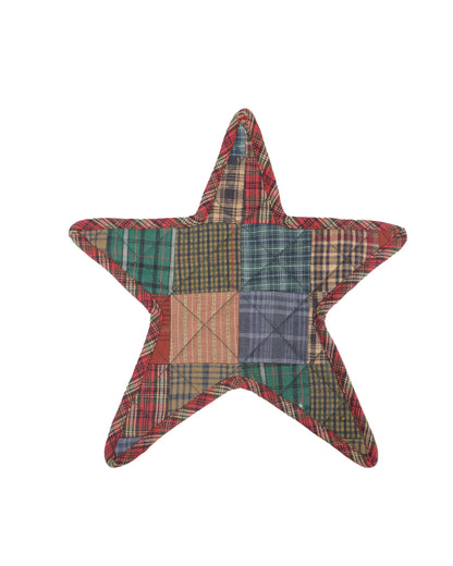 Quilted Trivet/Pot Holder/Table topper/  Lincoln mix plaid print American star 10"x10" Patchwork by HOME HEART Brands ( Made in India)