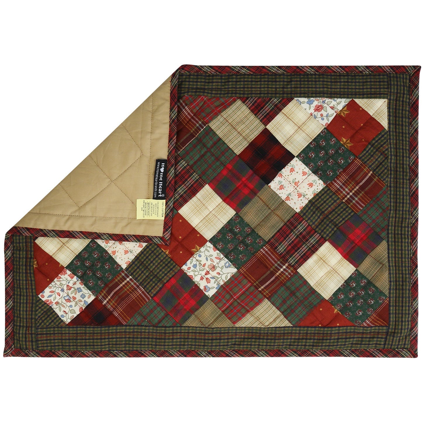 Quilted placemats / Tablemat patchwork 14"X19" Winter mix country by HOME HEART Brands(Made in India)