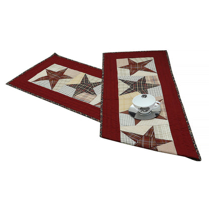 Quilted Table Runner & Toppers patchwork colonial country star primitive plaid by HOME HEART Brands( made in INDIA)