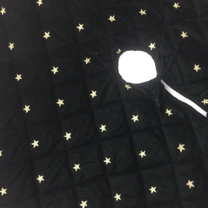 Christmas tree skirt quilted micro green Velvet fabric and gold star embroidered on it. Thick Double Layer quilted by HOME HEART Brands