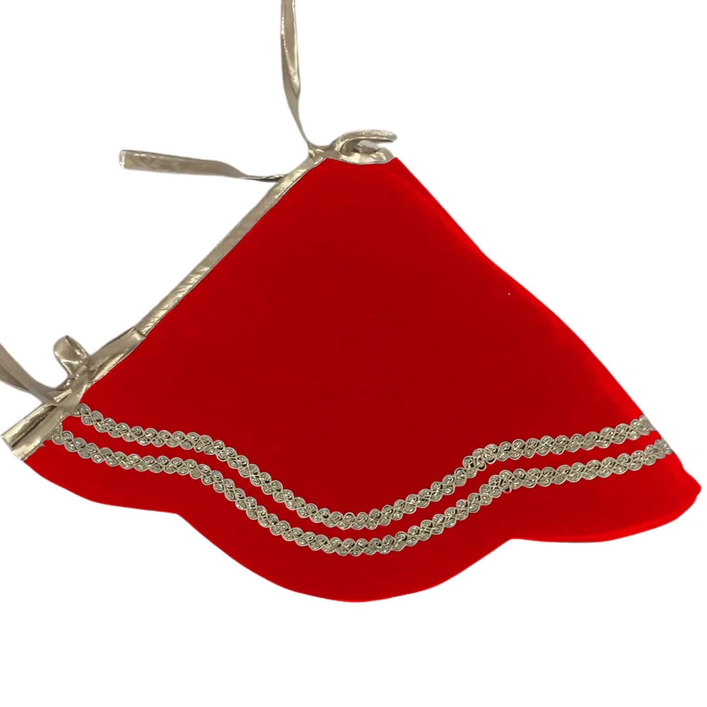 Christmas Tree Skirt Handcrafted Scallop Design Red Velvet with Gold Trim Double Layer Heirloom Quality by HOME HEART Brands(Made in India)