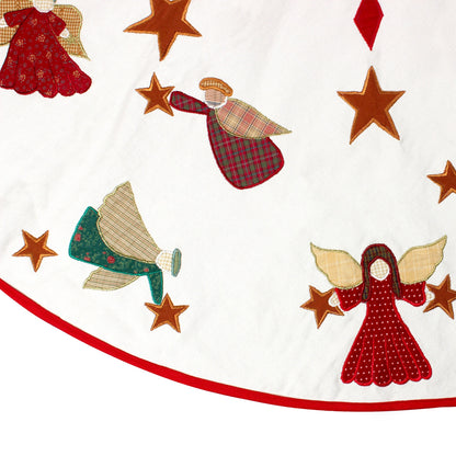 Christmas tree skirt Angel Appliqued Embroidered on 100% Cotton Sturdy Duck Fabric by HOME HEART Brands