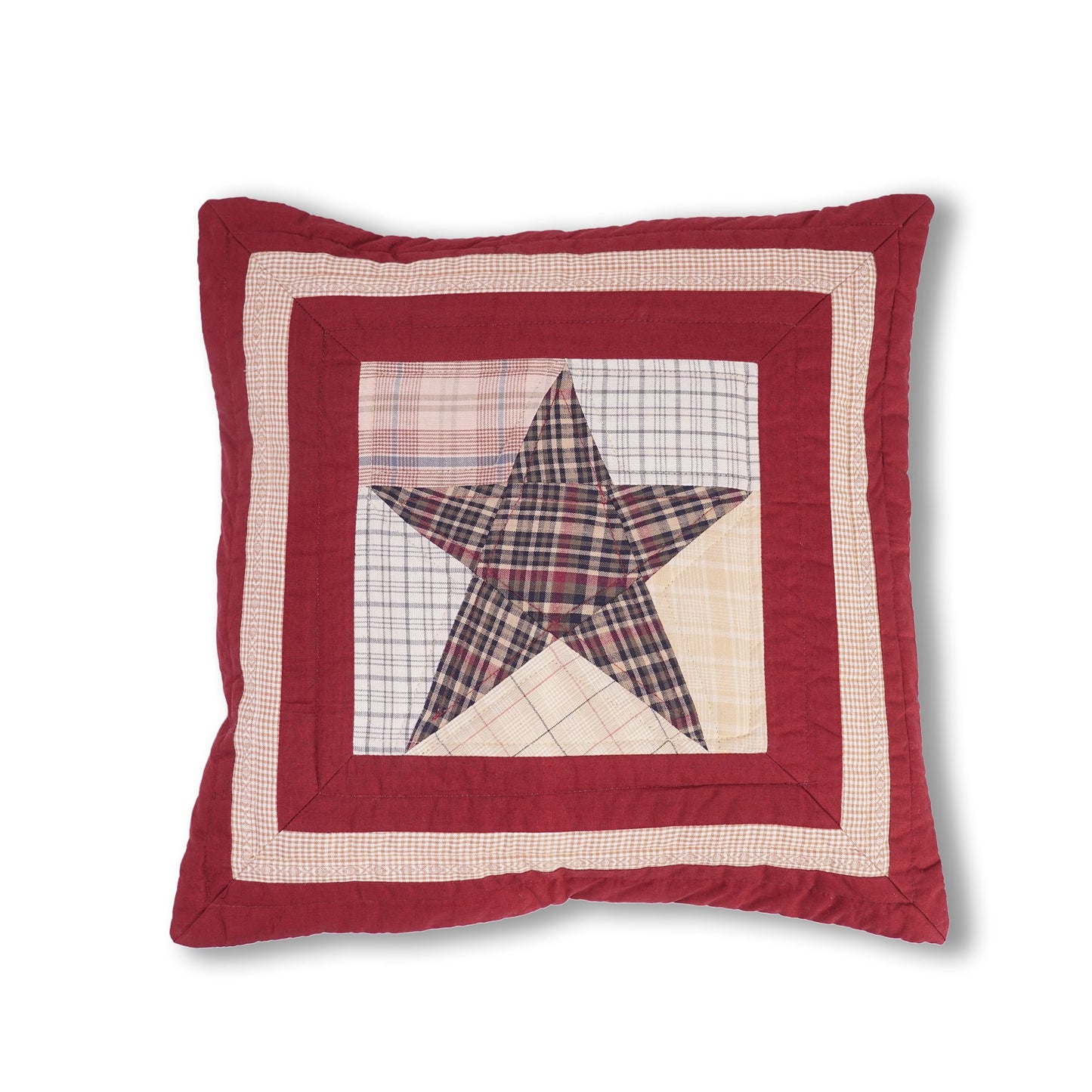 Pillow cover 16"x16" inch hand quilted cushion cover, decorative throw pillow, Primitive country star by HOME HEART Brands(made in India)