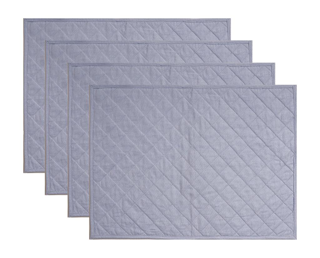 Quilted placemat table mat 100% cotton denim blue chambray 14"X19" by HOME HEART Brands (made in INDIA)