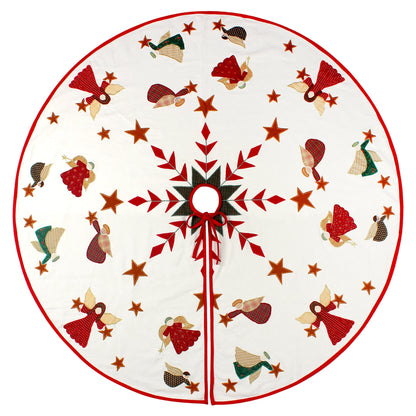 Christmas tree skirt Angel Appliqued Embroidered on 100% Cotton Sturdy Duck Fabric by HOME HEART Brands