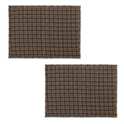 Quilted PLACEMAT Black/Beige Country Plaid Country Plaid 14"X19" by HOME HEART Brands/Tablemat