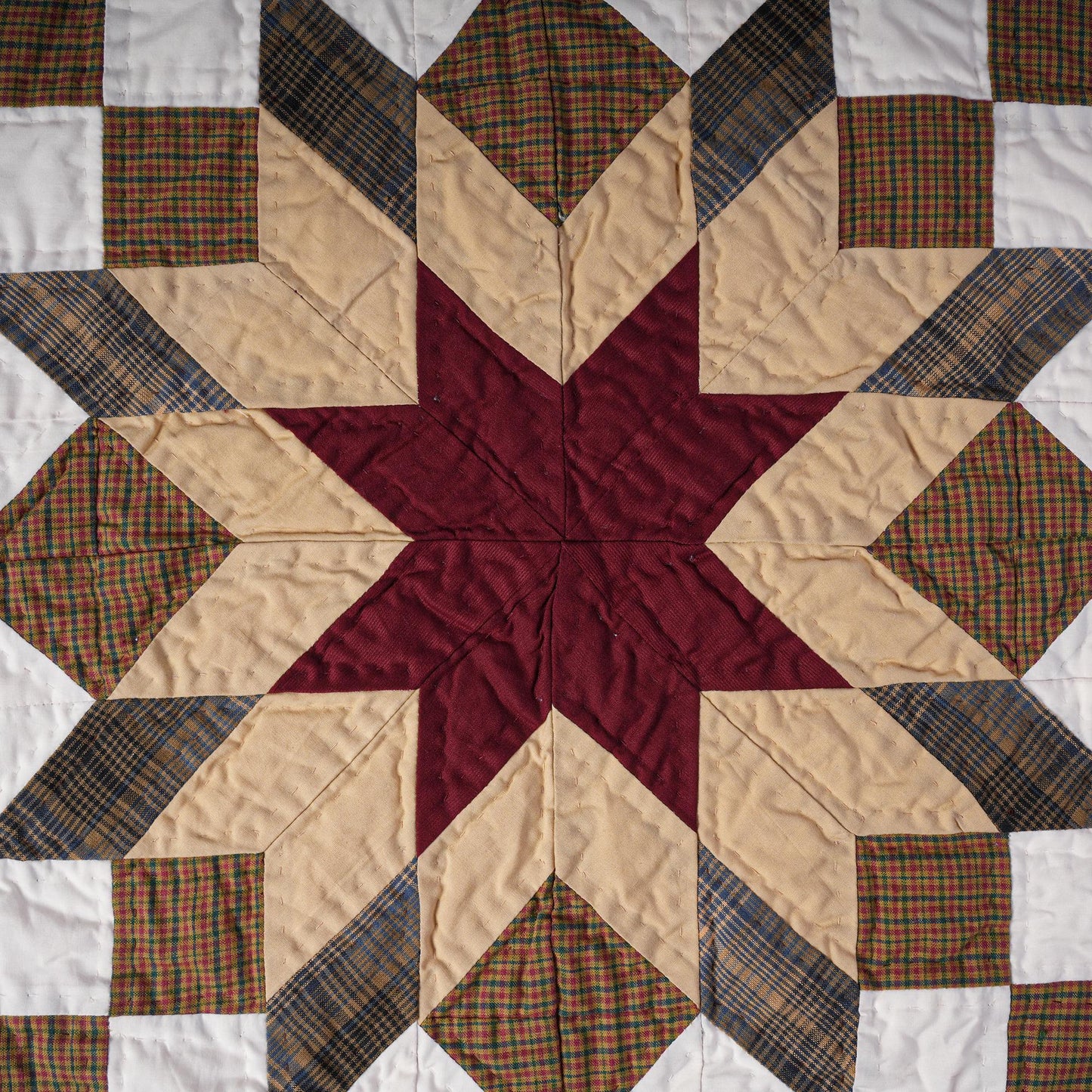 Hand made Hand quilted Throw Quilt, Table Topper 20"x20" Broken star quilt by Home Heart brands (Made in India)