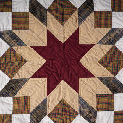 Hand made Hand quilted Throw Quilt, Table Topper 20"x20" Broken star quilt by Home Heart brands (Made in India)