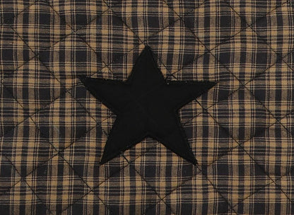 Plaid check Star embroidered valance panel Country black & beige Window Treatment Panels Check valance by HOME HEART Brands (Made in India)