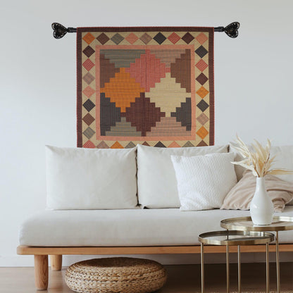 Hand Quilted Throw quilt, wall hanging ,Table Topper 45"x45" patchwork country Autumn Rocky mountain by Home Heart brands (Made in India)