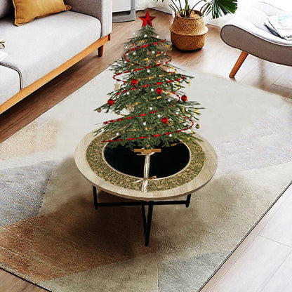 Christmas tree skirt classic micro green Velvet fabric with Brocade Fabric Border Thick Double Layer by HOME HEART Brands