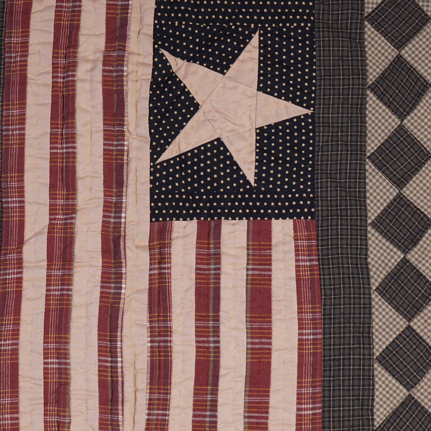 Hand Quilted patchwork 18"x52" Table Runner & Toppers Country Americana flag calico cotton fabric by HOME HEART Brands(made in INDIA)