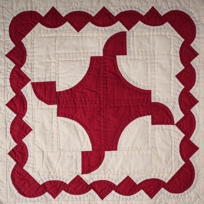 Hand made Hand quilted Throw Quilt, Table Topper 20"x20" Red diamond quilt by Home Heart brands (Made in India)