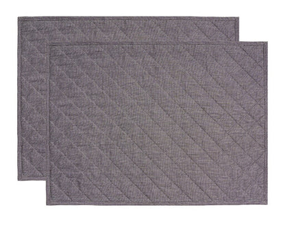 Quilted placemat table mat gray 100% cotton chambray 14"X19" by HOME HEART Brands (made in INDIA)