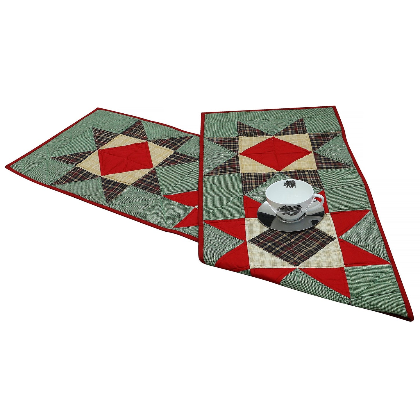 Quilted Table Runner & Toppers patchwork Rising Country Star by HOME HEART Brands (made in INDIA)