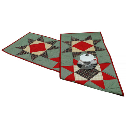 Quilted Table Runner & Toppers patchwork Rising Country Star by HOME HEART Brands (made in INDIA)