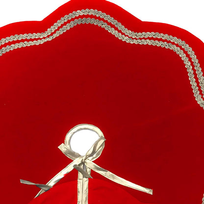 Christmas Tree Skirt Handcrafted Scallop Design Red Velvet with Gold Trim Double Layer Heirloom Quality by HOME HEART Brands(Made in India)