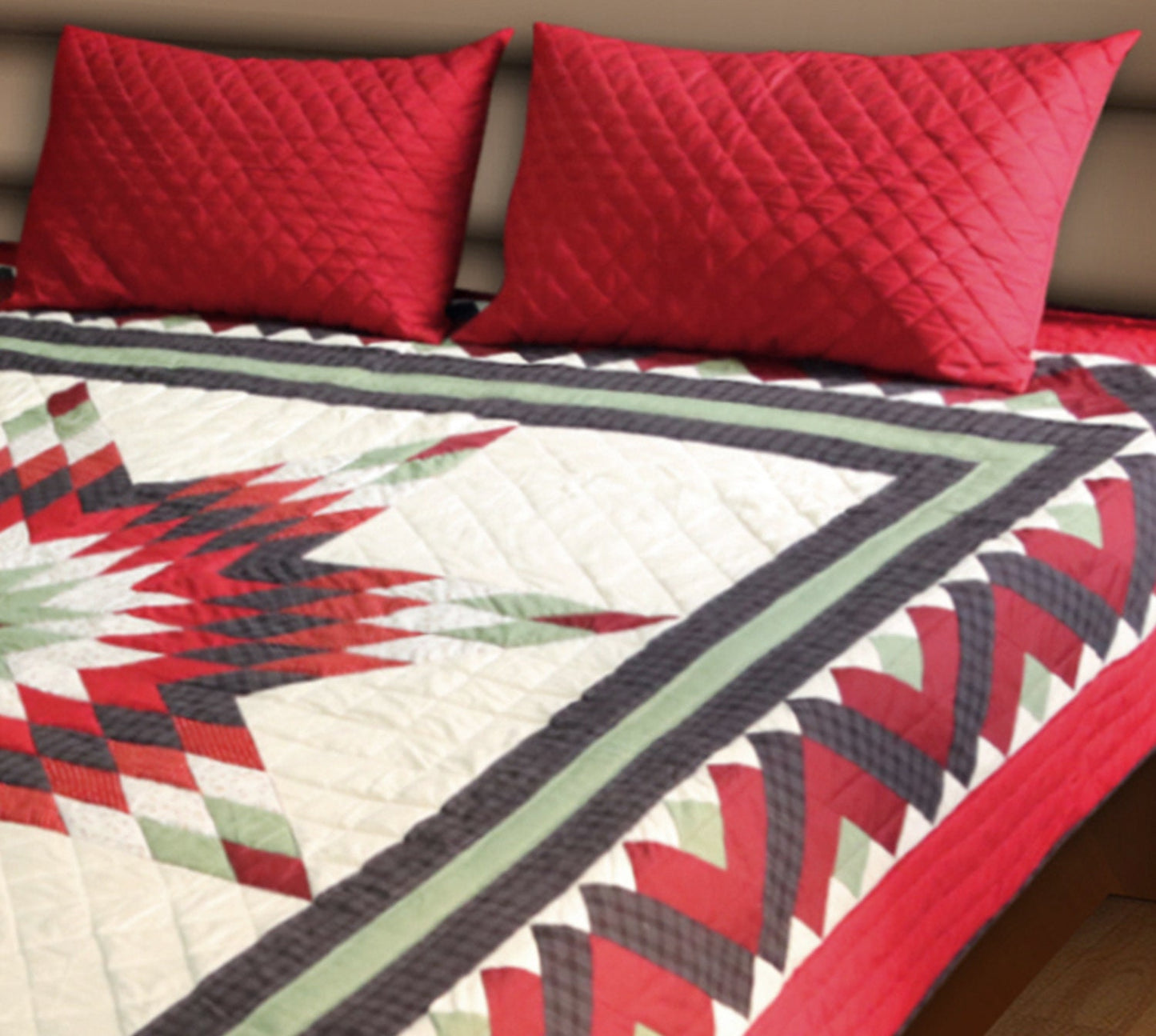 Make to order Quilted quilt bedspread Lone Star calico fabric country Patchwork Design Heirloom Quality by HOME HEART Brands