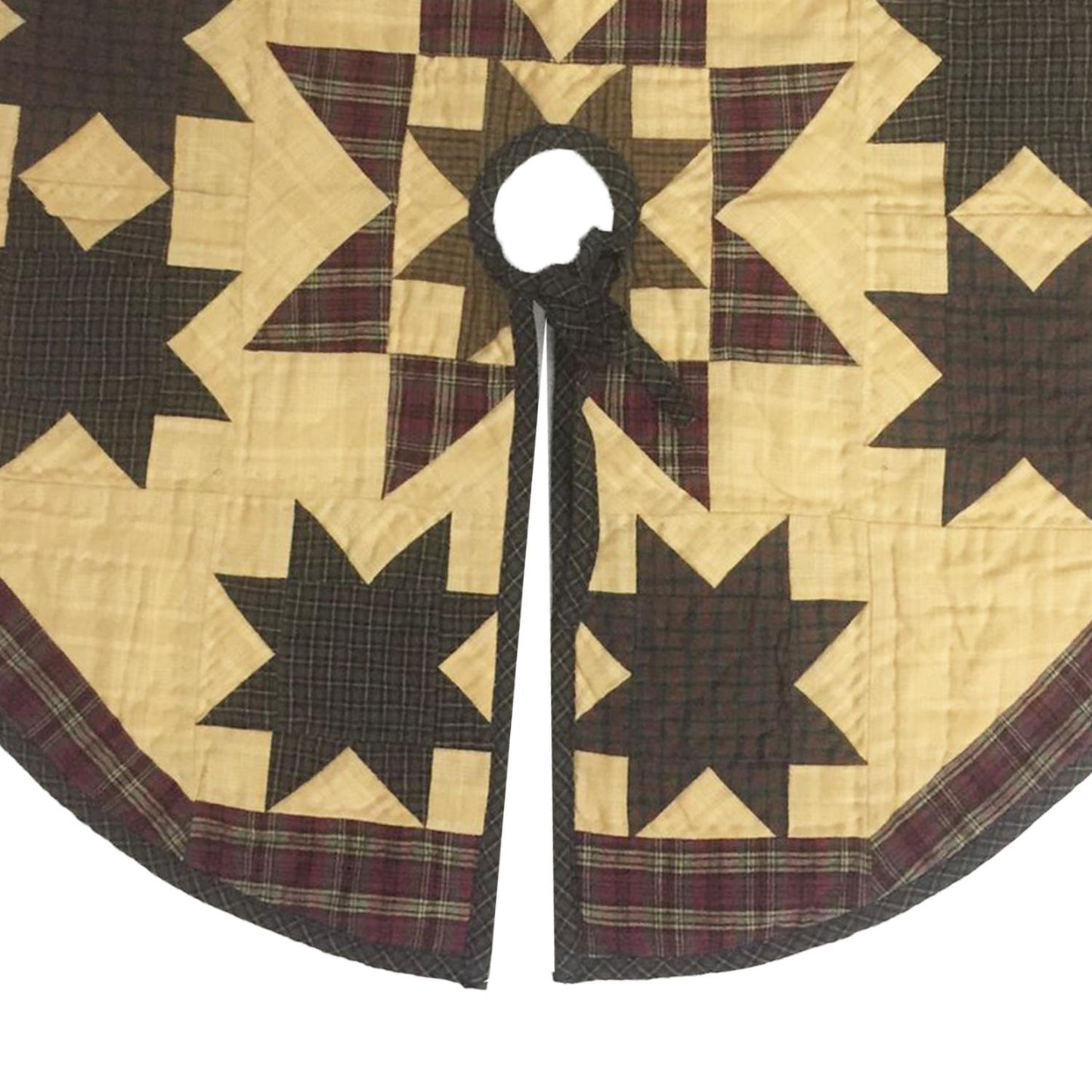 Christmas tree skirt 24" inch hand made hand quilted  star of stars plaid Heirloom Quality tree skirt by HOME HEART Brands( Made in India)