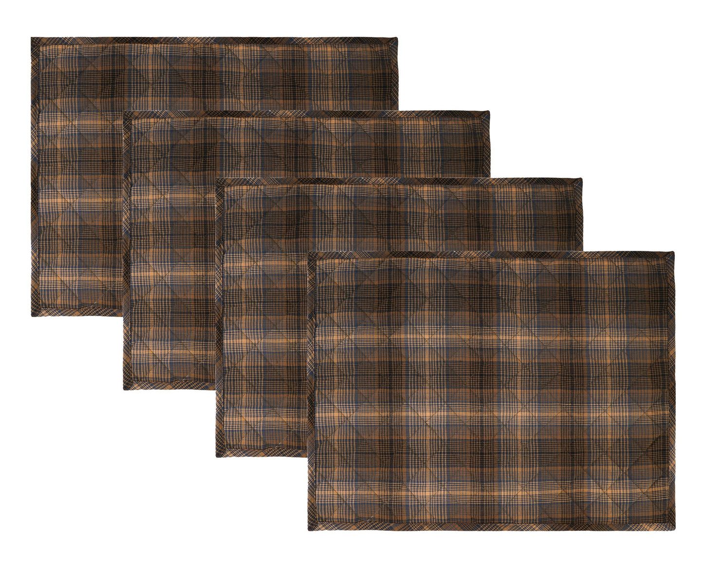Quilted PLACEMAT Blue Beige Country Plaid 14"X19" by HOME HEART Brands/Tablemat