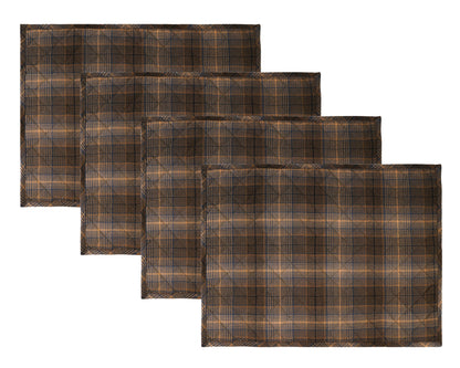 Quilted PLACEMAT Blue Beige Country Plaid 14"X19" by HOME HEART Brands/Tablemat