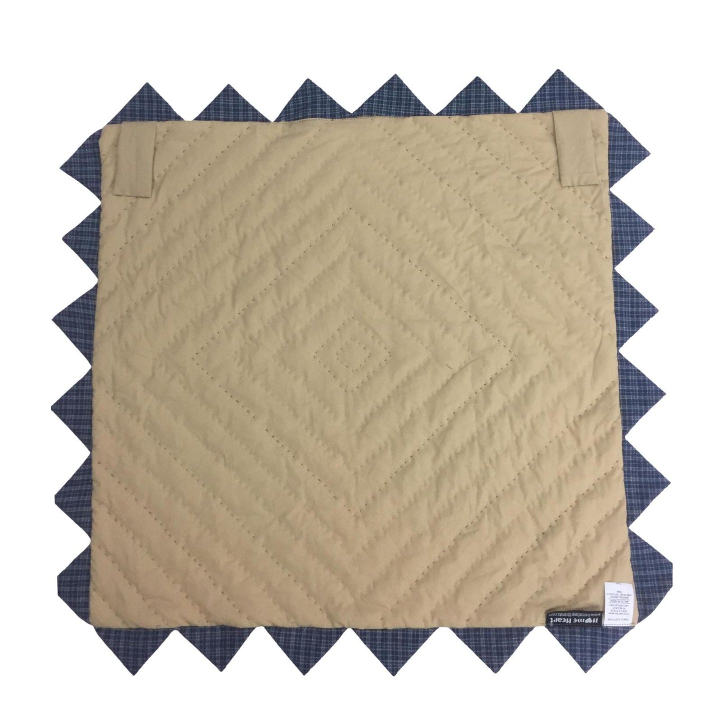 Hand made Hand quilted Block Quilt, Table Topper, Throw quilt cornflower cotton square zig zag quilt by Home Heart brands (Made in India)