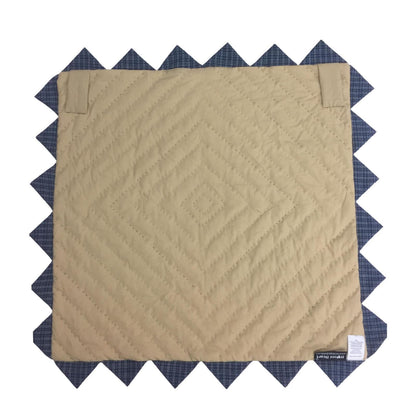Hand made Hand quilted Block Quilt, Table Topper, Throw quilt cornflower cotton square zig zag quilt by Home Heart brands (Made in India)