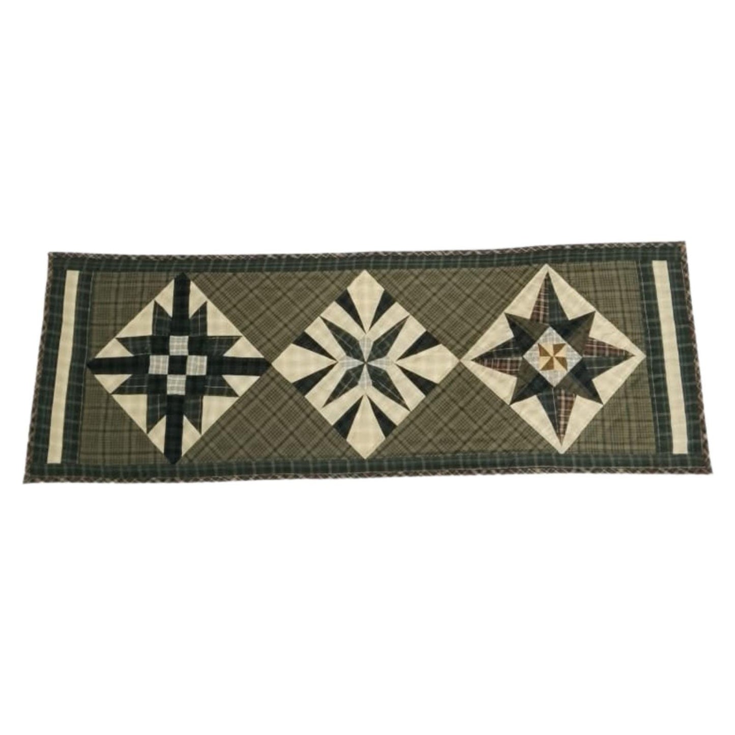 Table runner hand quilted, Table Toppers Star of Star plaid Patchwork Table runner Country Style  by HOME HEART Brands(made in INDIA)