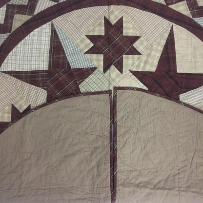 Christmas tree skirt hand made hand quilted patchwork colonial burgundy star Tree skirt with tie Thick Double Layer by HOME HEART Brands