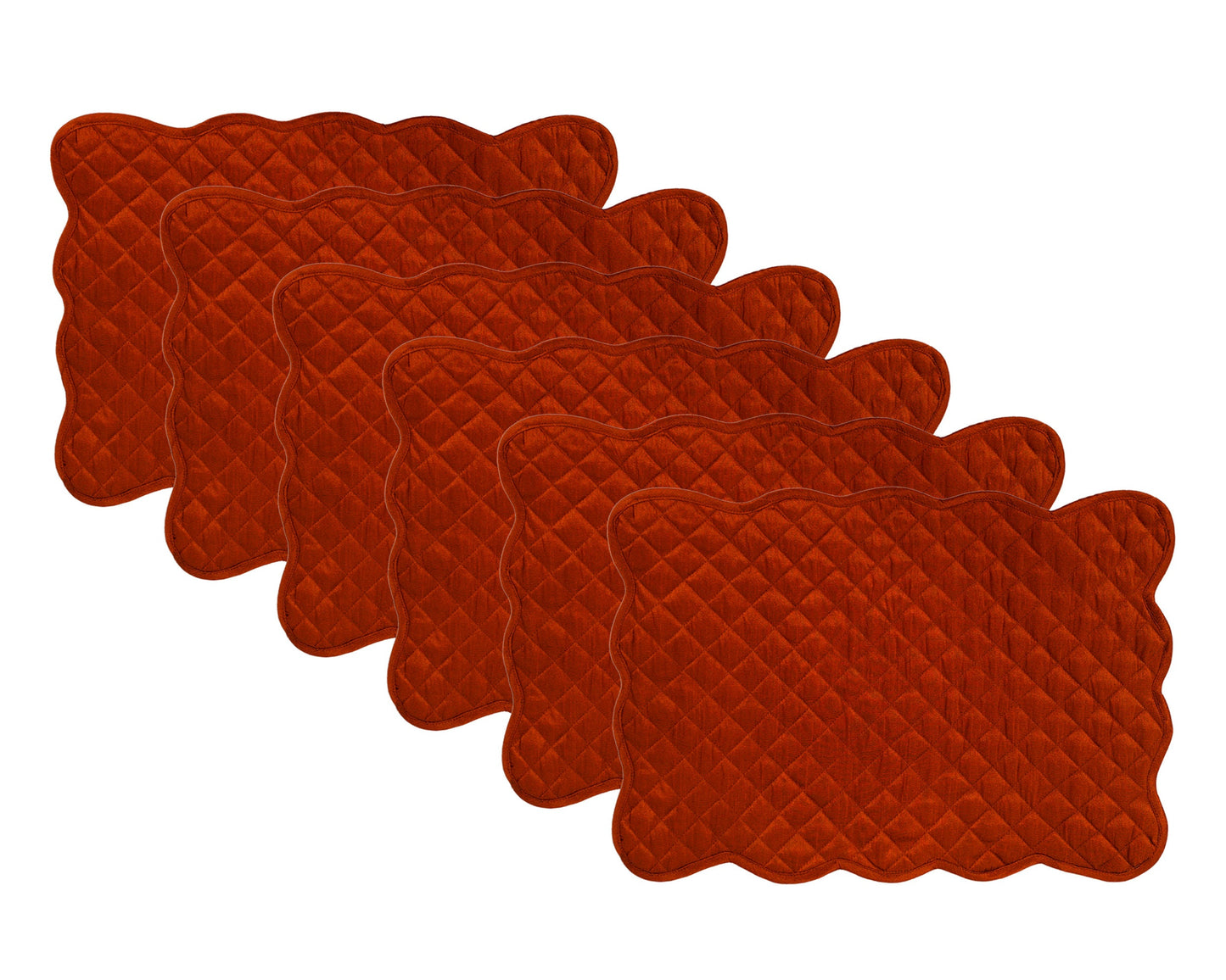 Quilted Table runner, Trivet, placemat  & Table toppers duiponi Silk burnt orange reversible design by HOME HEART Brands(Made in India)
