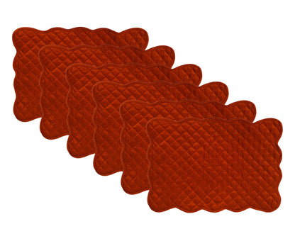 Quilted Table runner, Trivet, placemat  & Table toppers duiponi Silk burnt orange reversible design by HOME HEART Brands(Made in India)