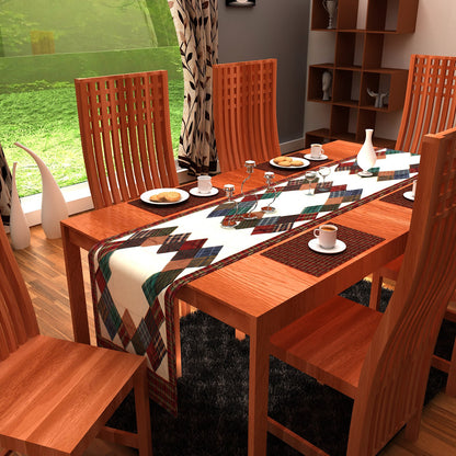 Quilted Table Runner & Toppers patchwork Boston common country fashion mix plaid and off white by HOME HEART Brands(Made in India)