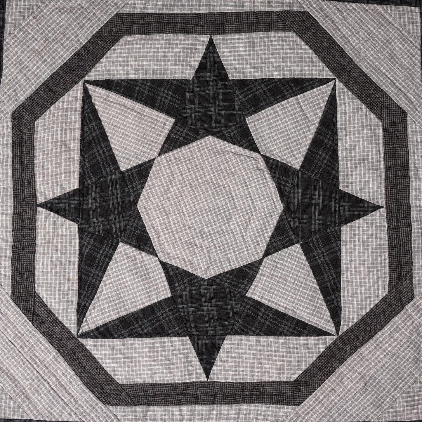 Hand made Hand quilted Wall hanging, Throw Quilt, Table Topper 19"x19" Galaxy star blue plaid quilt by Home Heart brands (Made in India)
