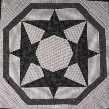 Hand made Hand quilted Wall hanging, Throw Quilt, Table Topper 19"x19" Galaxy star blue plaid quilt by Home Heart brands (Made in India)