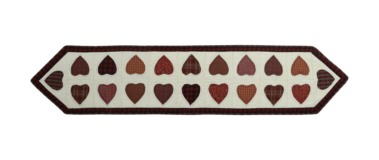 Valentine's Day quilted patchwork Table Runners & Toppers Hearts multi calico plaid and print fabric by HOME HEART Brands( Made in India)