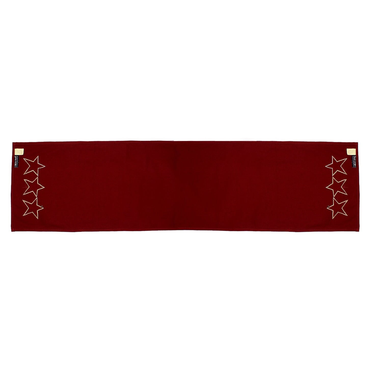 Cotton Table runner & Toppers Premium tapestry fabric dark red with beige star applique embroidered by Home Heart Brands(Made in India)