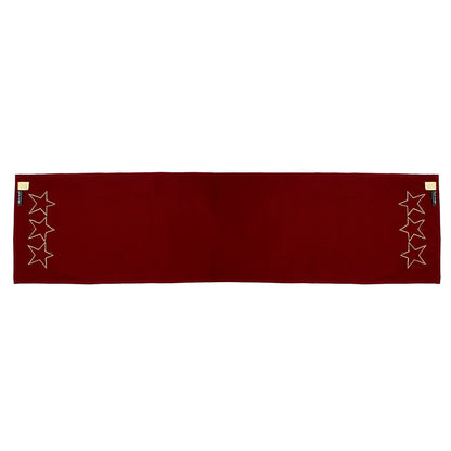 Cotton Table runner & Toppers Premium tapestry fabric dark red with beige star applique embroidered by Home Heart Brands(Made in India)