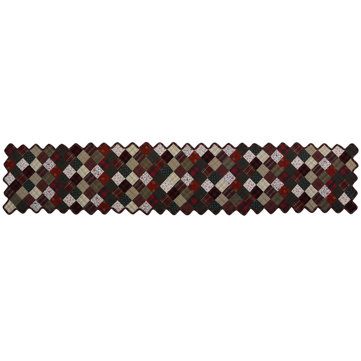 Quilted Table Runner & Toppers patchwork Mix plaid, print Country  by HOME HEART Brands (Made in India)