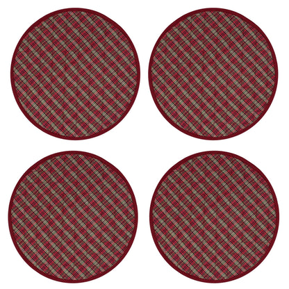 Wedge quilted placemat ,Trivet, pot holder, table mat christmas red plaid cotton reversible placemat by HOME HEART Brands(India)