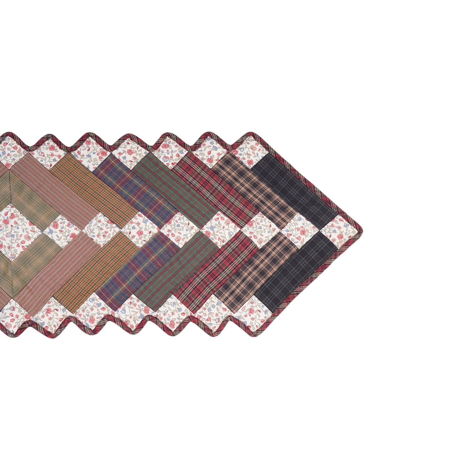 Quilted Table Runner & Toppers country patchwork Mix plaid, print cotton fabric Charming square by HOME HEART Brands (Made in India)